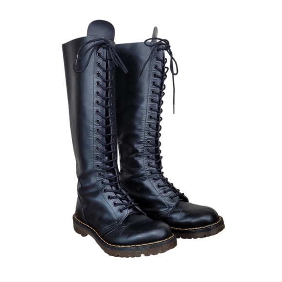 Vintage 80s Dr. Martens 20 Eye RARE New Insoles & Laces Black Leather Sz 7 - Picture 4 of 17